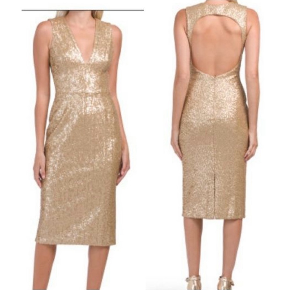 Dress the population Gold cocktail dress
